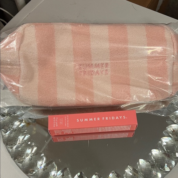 Summer Fridays Pink Dew Terry Bag with Pink Sugar Lip Butter - Picture 1 of 1